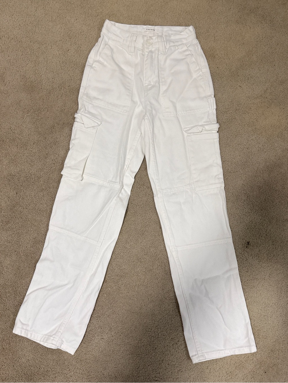 PacSun White Cargo Utility Pants with Flap Pockets